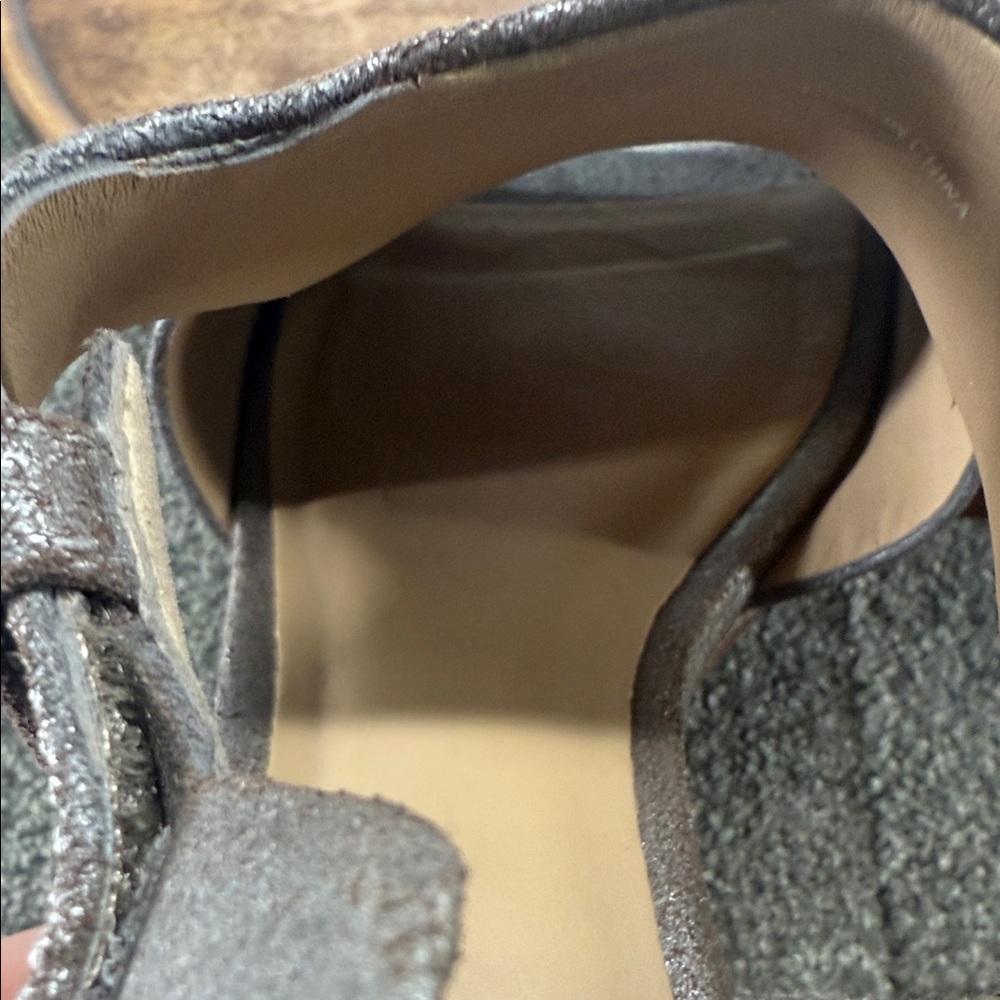 Eileen Fisher Sandals Wm 9.5 Iris Metallic Silver Leather Block Heel Pewter - Picture 14 of 14